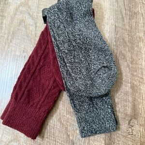 Muk Luks Women's Tall Boot Socks - Burgundy and Gray